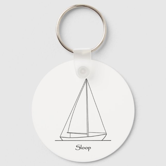 Sloop Sailboat Logo (sail plan) Key Ring (Front)