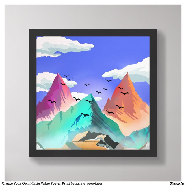 Slope of bliss colourful mountain illustration  poster (Framed Front)
