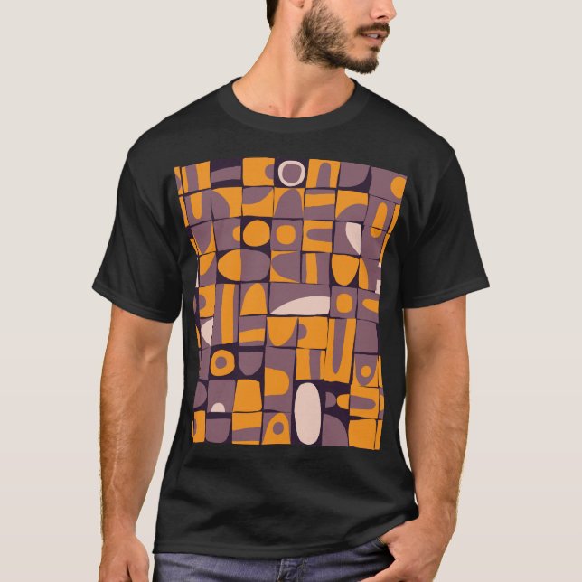 Sloppy Geometric: Vintage Shapes Pattern T-Shirt (Front)