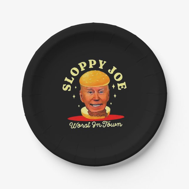 Sloppy Joe Biden Anti President  Paper Plate (Front)