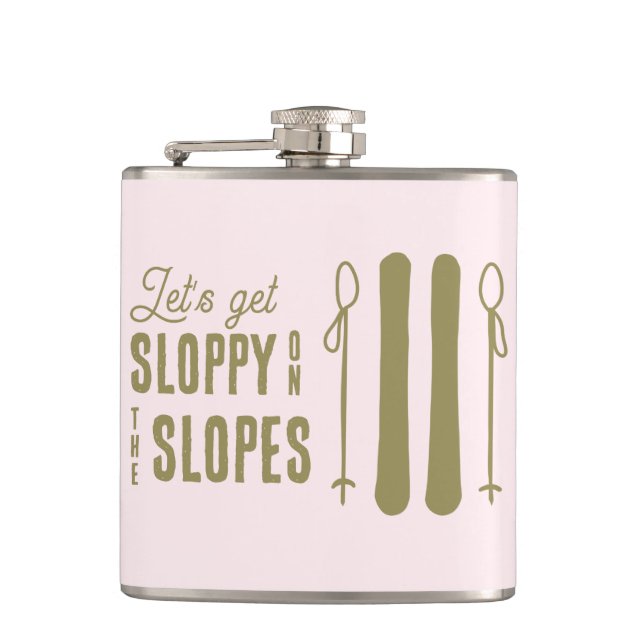 Sloppy Slopes Winter Ski Bachelorette Party Hip Flask (Front)