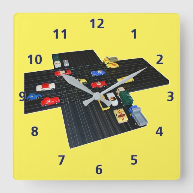 Slot Car Motoring, Customisable Square Wall Clock (Front)