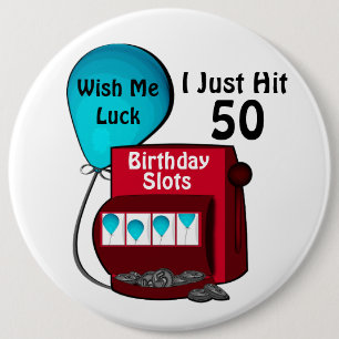 Slot Machine 50th Birthday 6 Cm Round Badge