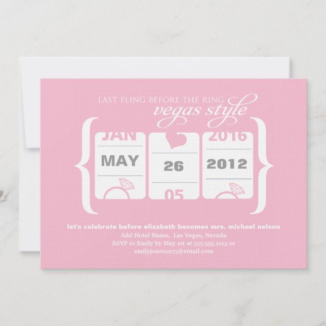 Slot Machine Bachelorette Party in Vegas Invitation (Front)