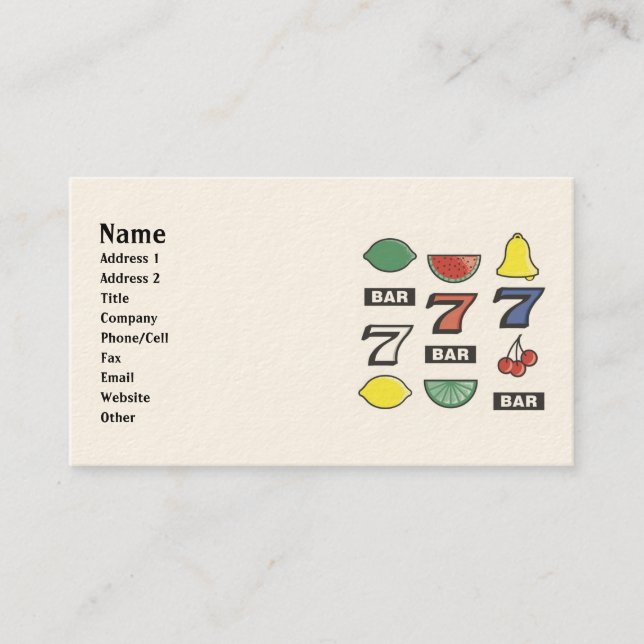 Slot Machine Business Cards (Front)