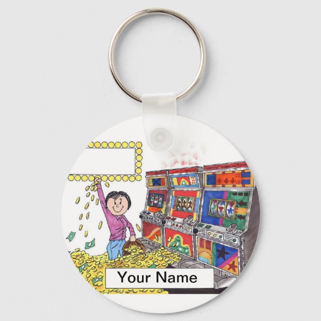 Slot Machine - Female Cartoon by PrintedPerfection Key Ring (Front)