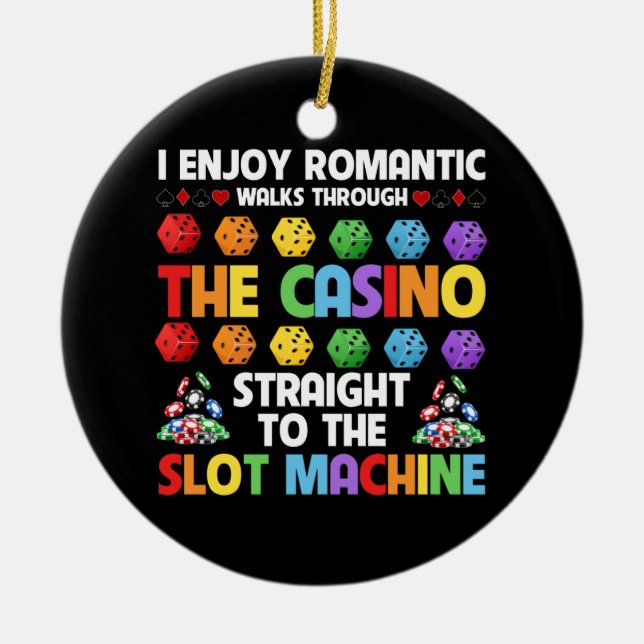 Slot Machine Gambling Casino Gambler Vegas Ceramic Tree Decoration (Front)