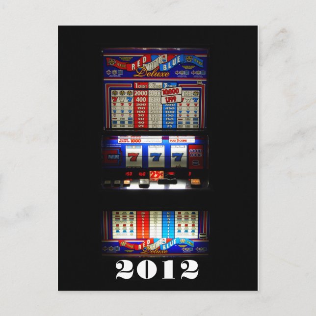 Slot Machine Happy New Year Greetings Holiday Postcard (Front)