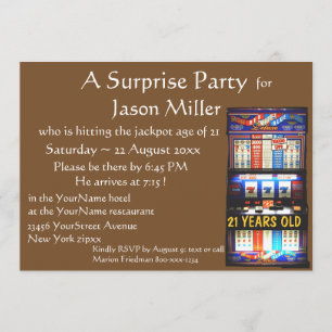Slot Machine Jackpot 21st Birthday Invitation