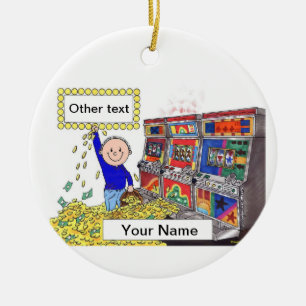 Slot Machine Player - Male Ceramic Tree Decoration