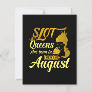 Slot Machine Queen August Birthday Invitation