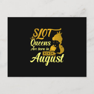 Slot Machine Queen August Birthday Postcard