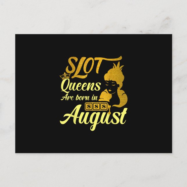 Slot Machine Queen August Birthday Postcard (Front)
