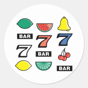 Slot Machine Slots Fruits Classic Round Sticker