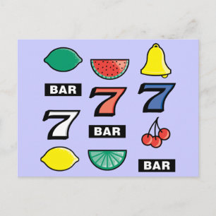 Slot Machine Slots Fruits - Play To Win Charms Postcard