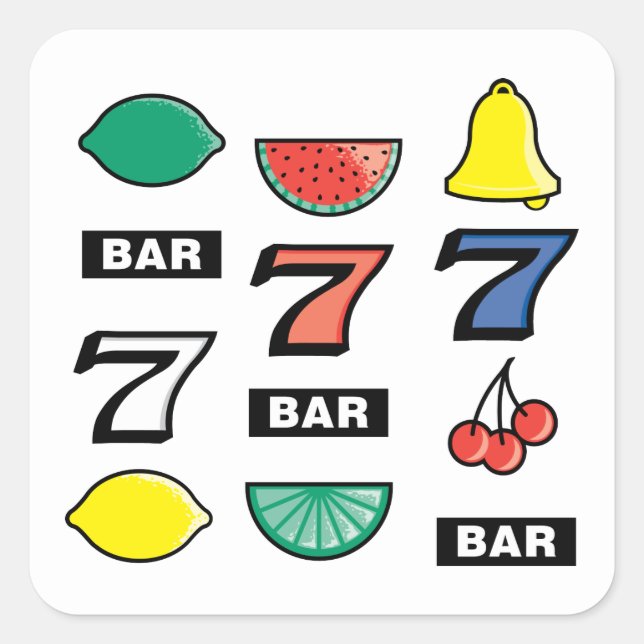Slot Machine Slots Fruits Square Sticker (Front)