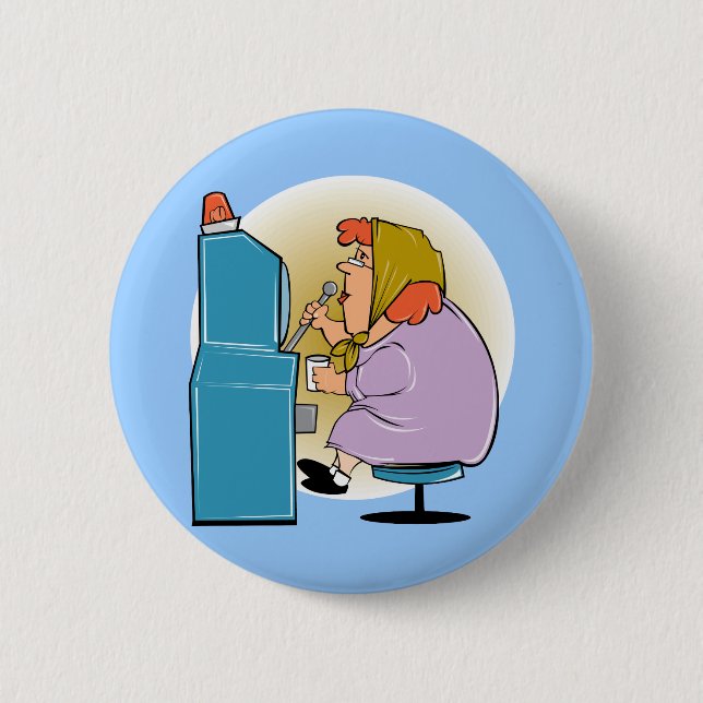 Slot Machine Slots - Play To Win 6 Cm Round Badge (Front)