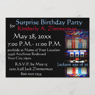Slot Machine Surprise Birthday Party Invitation