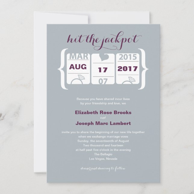 Slot Machine Wedding Invitation (Front)
