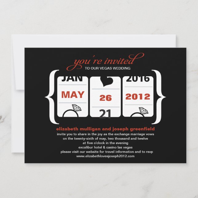 Slot Machine Wedding Invitation (Front)
