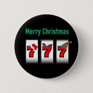 Slot Player 777 Merry Christmas Magnet 6 Cm Round Badge