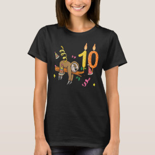Sloth 10th Birthday Lazy Sloths Animal Graphic T-Shirt