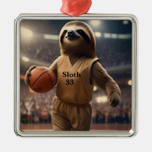 Sloth 33 Basketball Player, Metal Tree Decoration