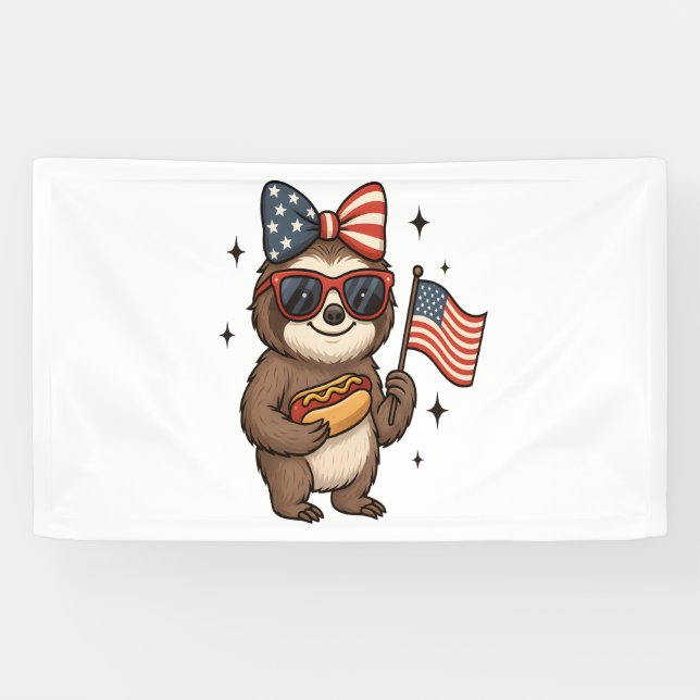 Sloth 4th July Banner (Horizontal)