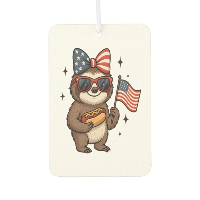Sloth 4th July Car Air Freshener (Front)