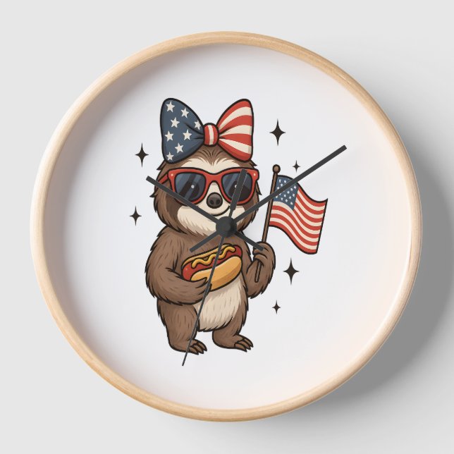 Sloth 4th July Clock (Front)
