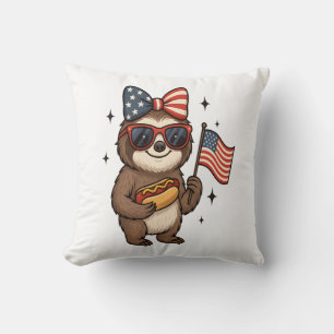 Sloth 4th July Cushion