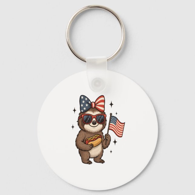 Sloth 4th July Key Ring (Front)