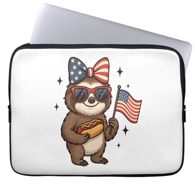 Sloth 4th July Laptop Sleeve (Front)