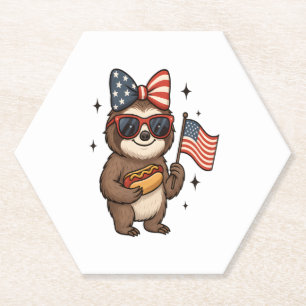 Sloth 4th July Paper Coaster