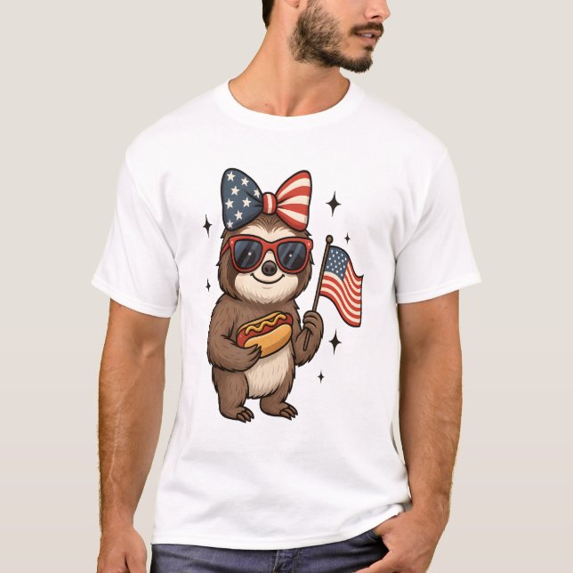 Sloth 4th July T-Shirt (Front)