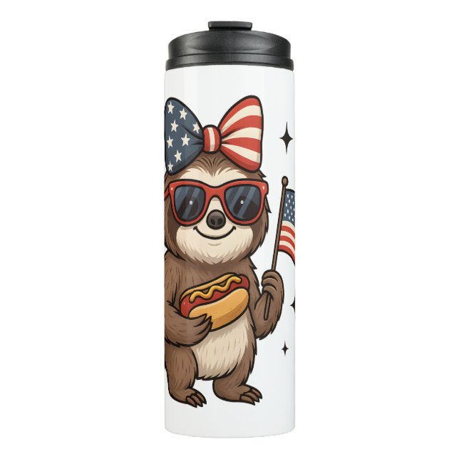 Sloth 4th July Thermal Tumbler (Front)