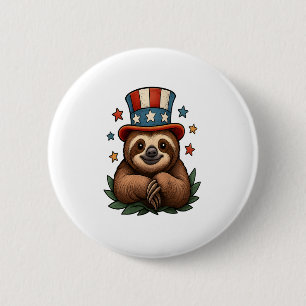 Sloth 4th of July 6 Cm Round Badge