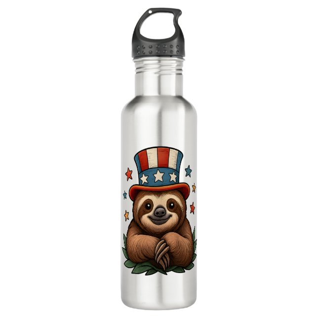 Sloth 4th of July 710 Ml Water Bottle (Front)