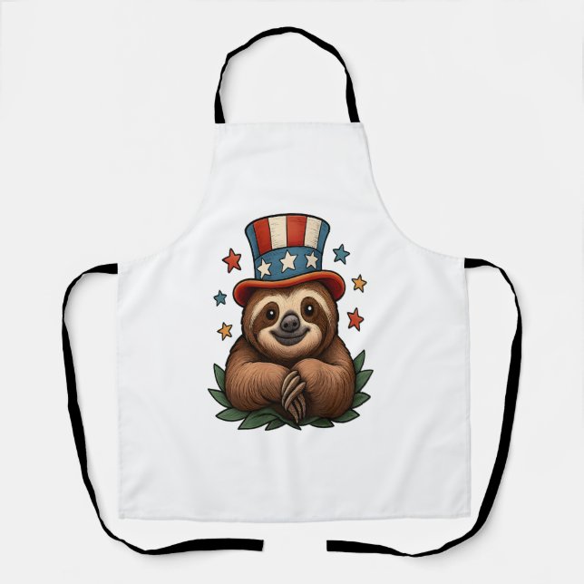 Sloth 4th of July Apron (Front)