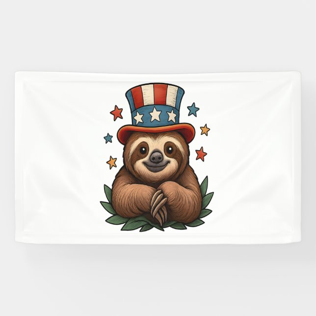Sloth 4th of July Banner (Horizontal)