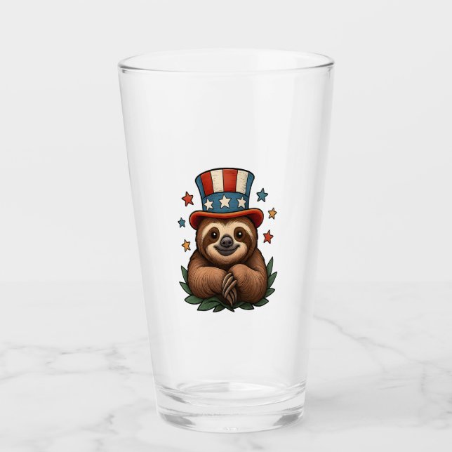 Sloth 4th of July Glass (Front)