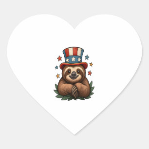 Sloth 4th of July Heart Sticker
