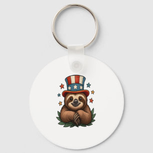 Sloth 4th of July Key Ring