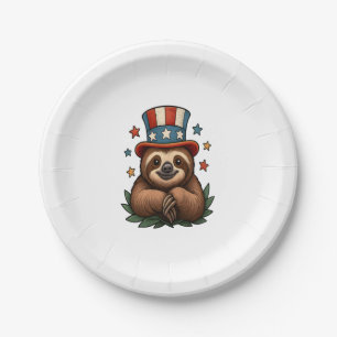Sloth 4th of July Paper Plate