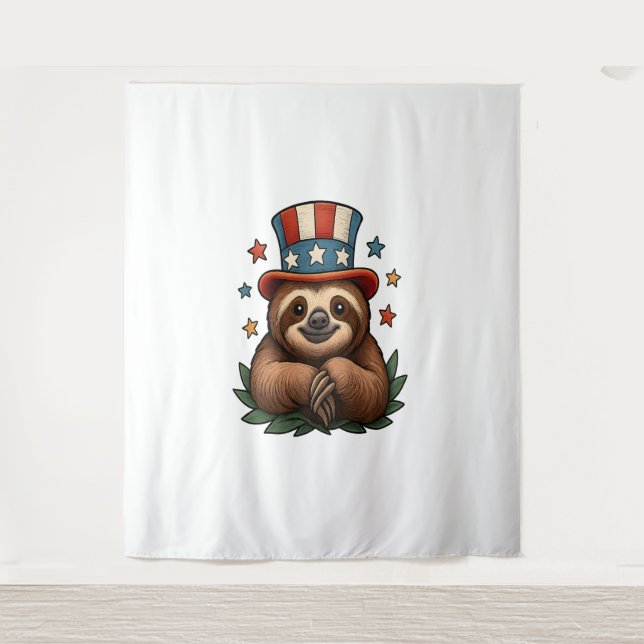 Sloth 4th of July Tapestry (Front)