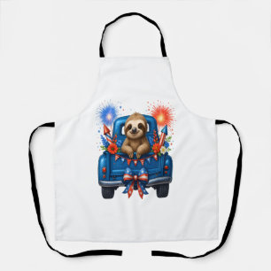 Sloth 4th of July Usa Apron