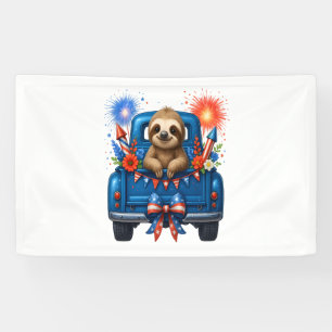 Sloth 4th of July Usa Banner