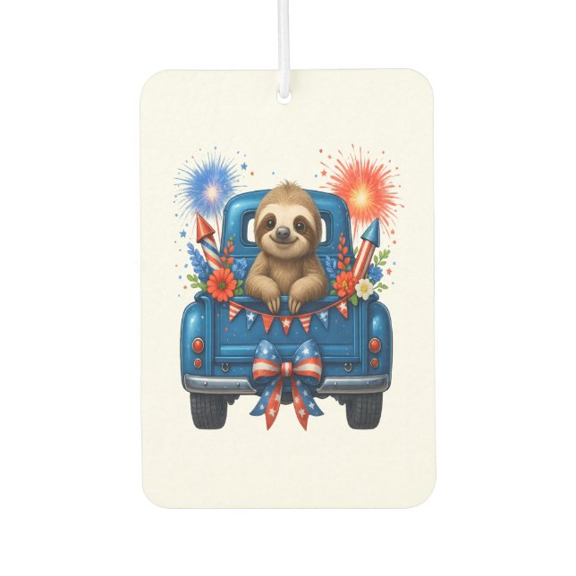Sloth 4th of July Usa Car Air Freshener (Front)