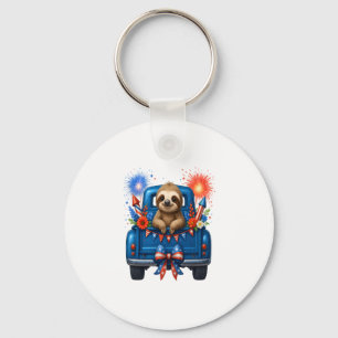 Sloth 4th of July Usa Key Ring