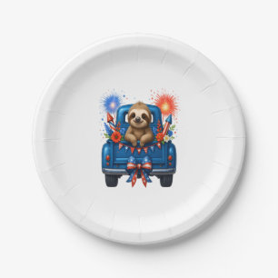 Sloth 4th of July Usa Paper Plate